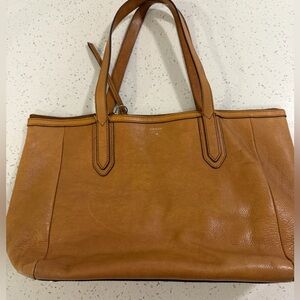 Fossil Tan Leather Tote Bag